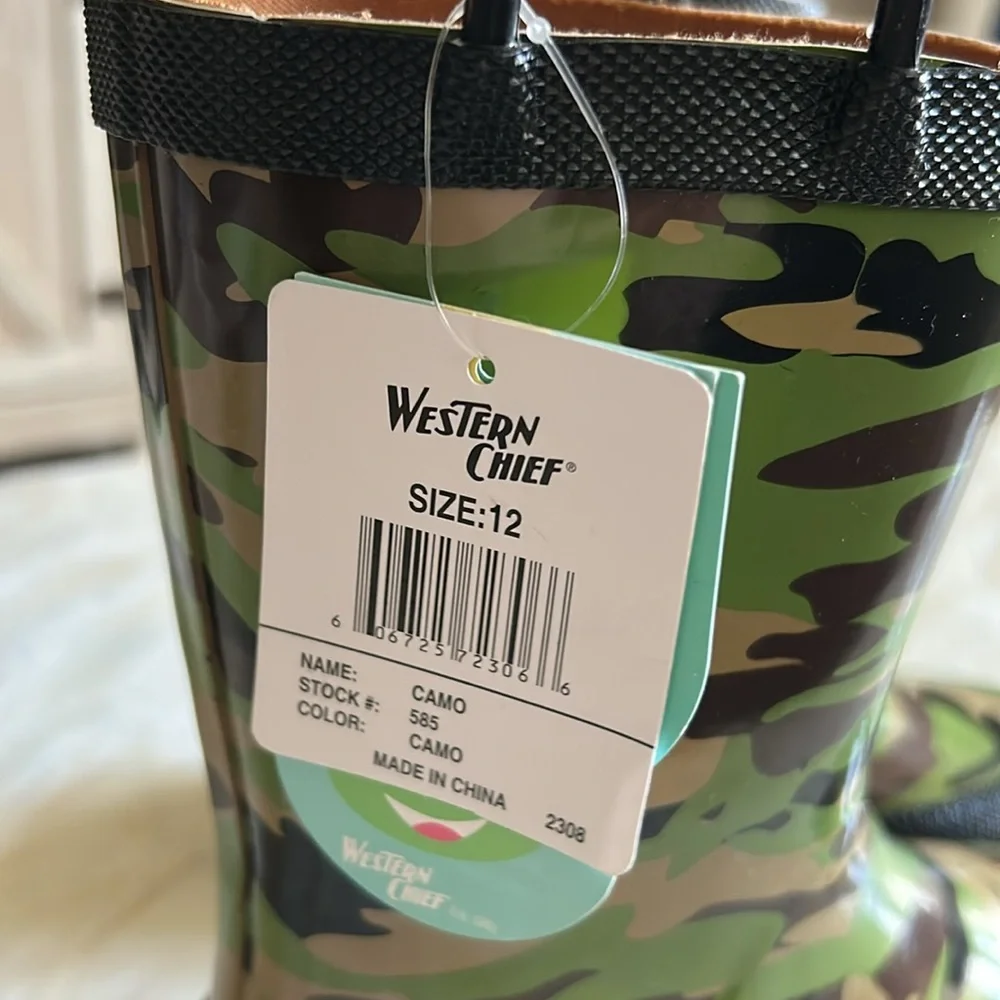 Western‎ Chief Boys Kids Camouflage Rain Boots Size 12 NWT